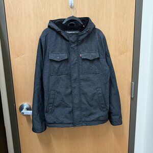 Levi’s Sherpa-Lined Hooded Winter Jacket Gray Men’s L